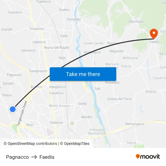 Pagnacco to Faedis map