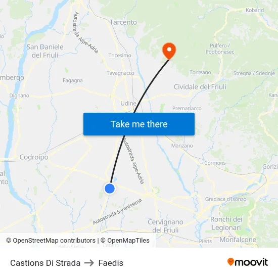 Castions Di Strada to Faedis map