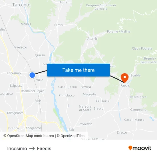 Tricesimo to Faedis map