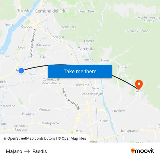 Majano to Faedis map