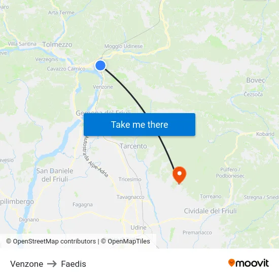 Venzone to Faedis map