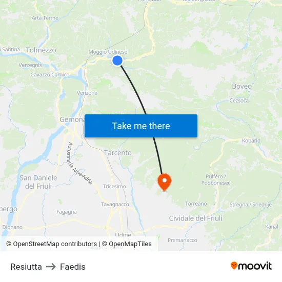 Resiutta to Faedis map