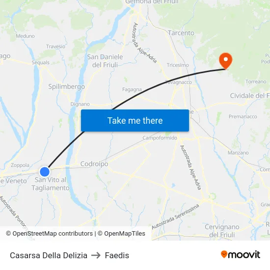 Casarsa Della Delizia to Faedis map