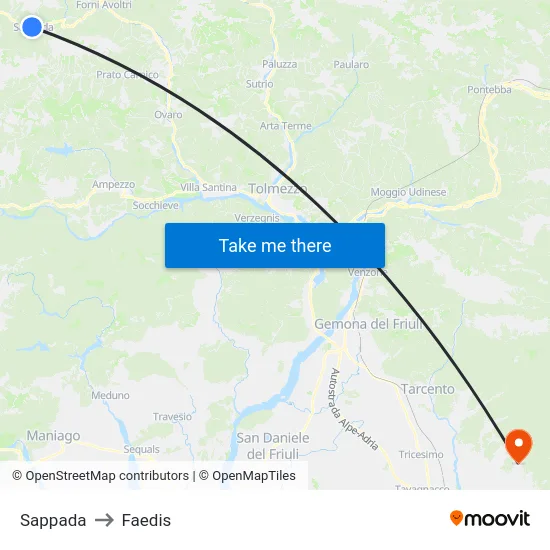 Sappada to Faedis map