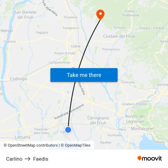 Carlino to Faedis map