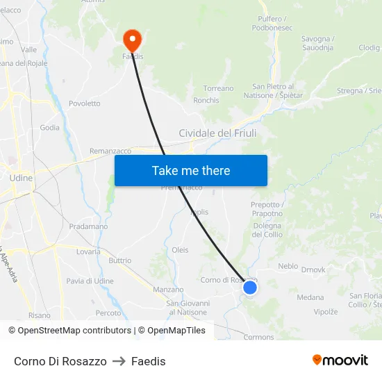 Corno Di Rosazzo to Faedis map