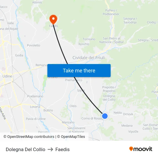 Dolegna Del Collio to Faedis map