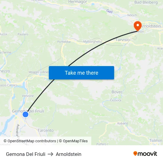 Gemona Del Friuli to Arnoldstein map