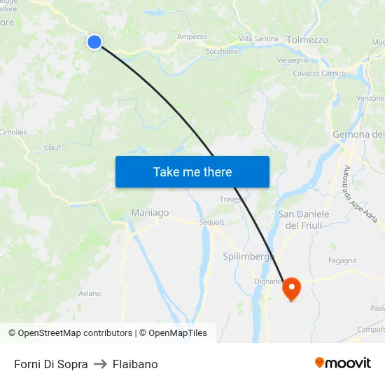 Forni Di Sopra to Flaibano map