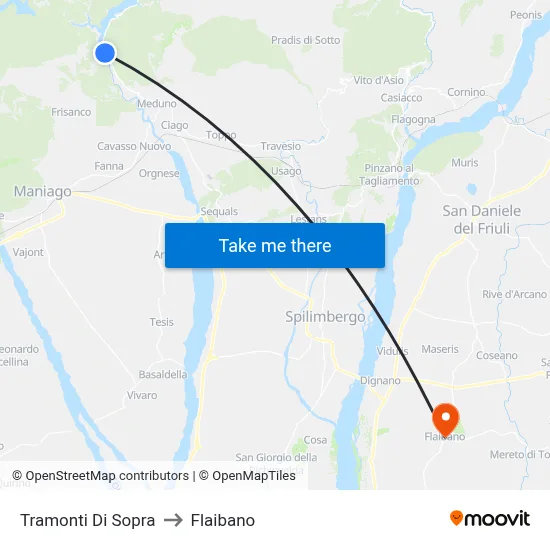 Tramonti di Sopra to Flaibano map