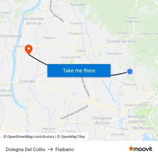 Dolegna del Collio to Flaibano map