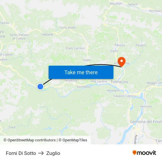 Forni Di Sotto to Zuglio map