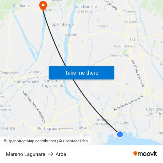 Marano Lagunare to Arba map