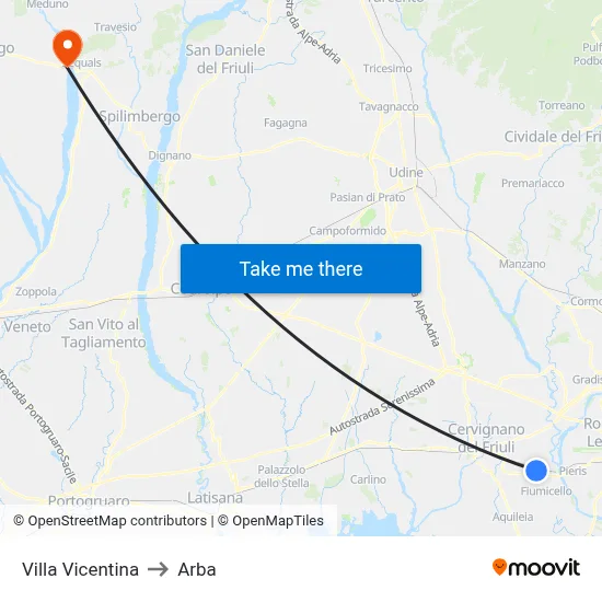 Villa Vicentina to ARBA map