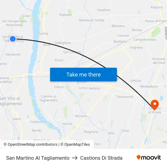 San Martino Al Tagliamento to Castions Di Strada map