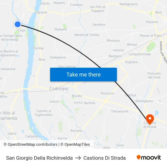 San Giorgio Della Richinvelda to Castions Di Strada map