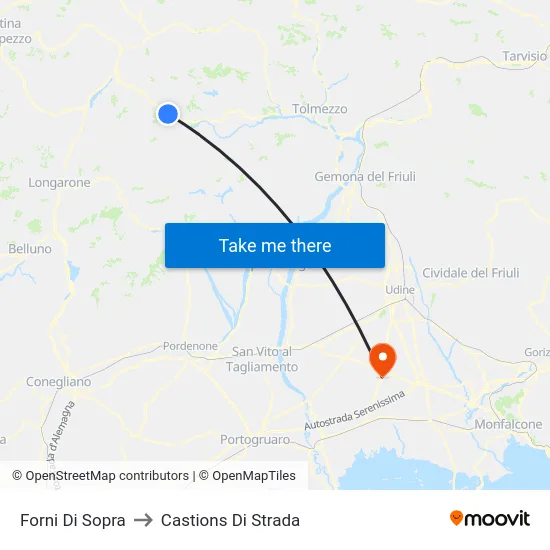 Forni Di Sopra to Castions Di Strada map