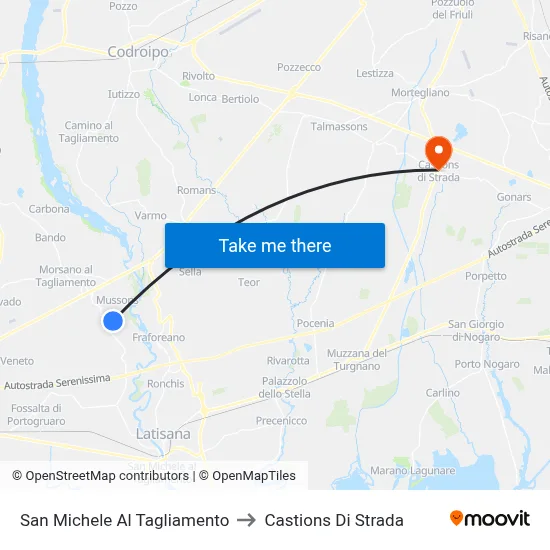 San Michele Al Tagliamento to Castions Di Strada map