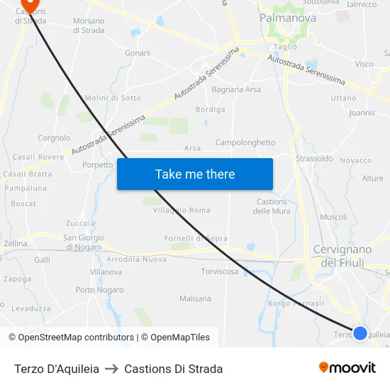 Terzo D'Aquileia to Castions Di Strada map