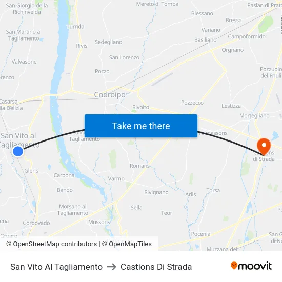 San Vito Al Tagliamento to Castions Di Strada map