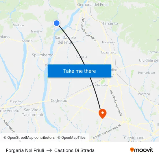 Forgaria Nel Friuli to Castions Di Strada map