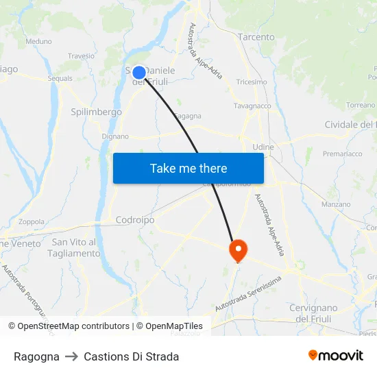 Ragogna to Castions Di Strada map
