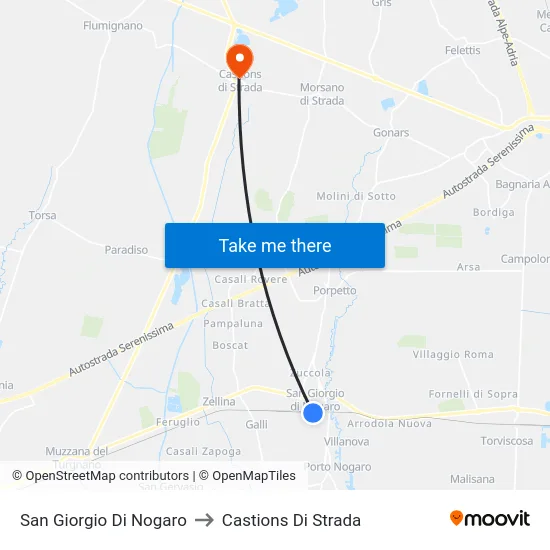 San Giorgio Di Nogaro to Castions Di Strada map