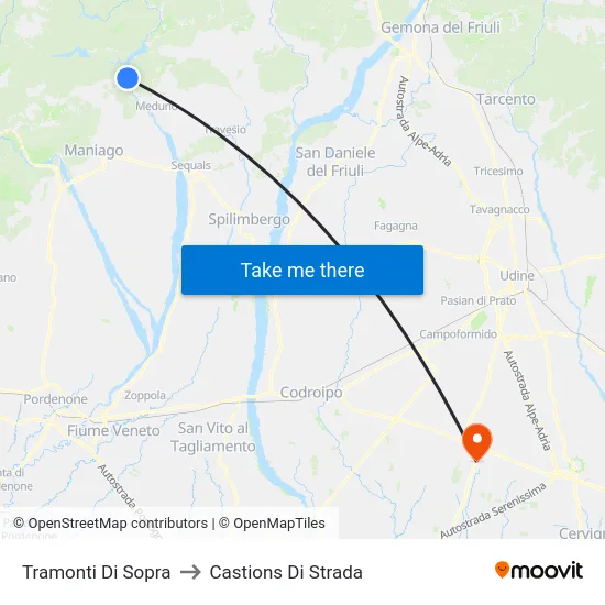 Tramonti Di Sopra to Castions Di Strada map