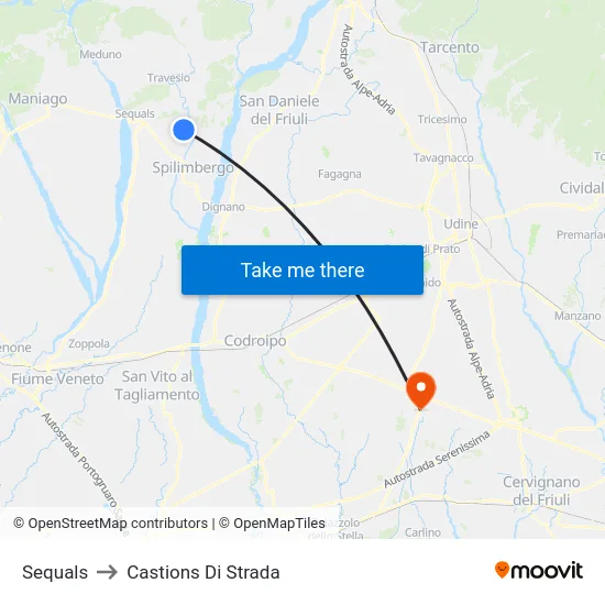 Sequals to Castions Di Strada map