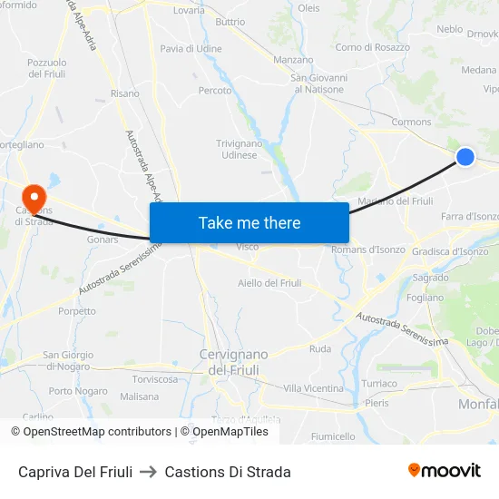 Capriva Del Friuli to Castions Di Strada map
