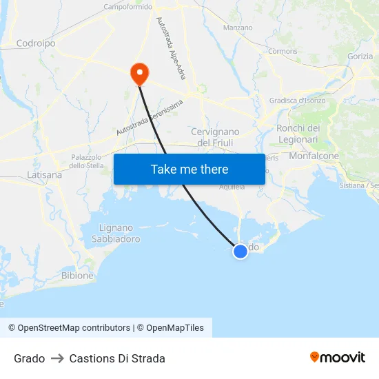 Grado to Castions Di Strada map
