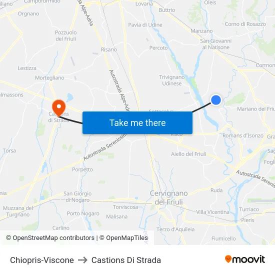 Chiopris-Viscone to Castions Di Strada map