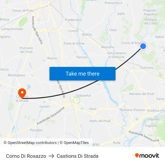 Corno Di Rosazzo to Castions Di Strada map