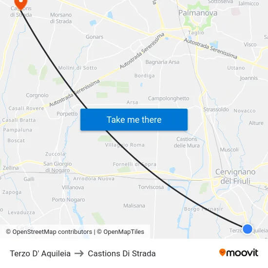 Terzo D' Aquileia to Castions Di Strada map