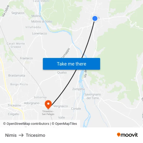 Nimis to Tricesimo map