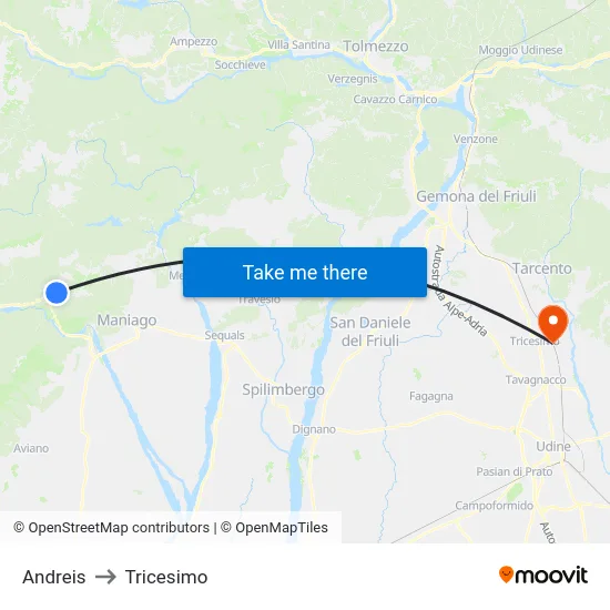 Andreis to Tricesimo map
