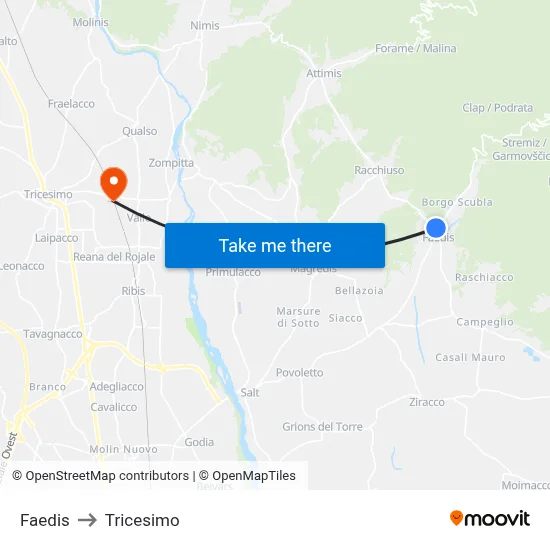 Faedis to Tricesimo map