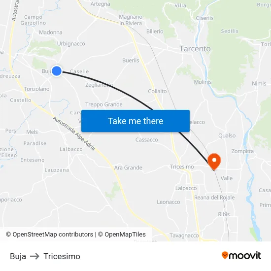 Buja to Tricesimo map