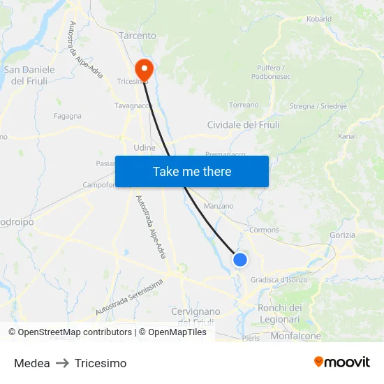 Medea to Tricesimo map