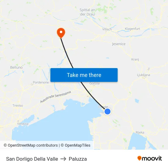 San Dorligo Della Valle to Paluzza map