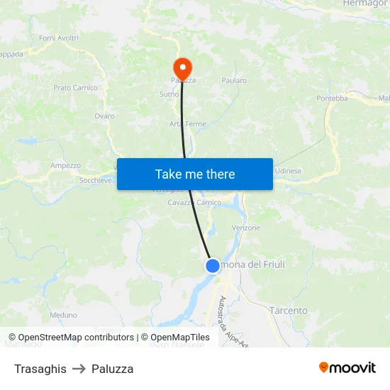 Trasaghis to Paluzza map