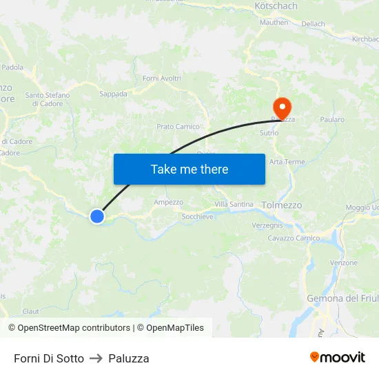 Forni Di Sotto to Paluzza map