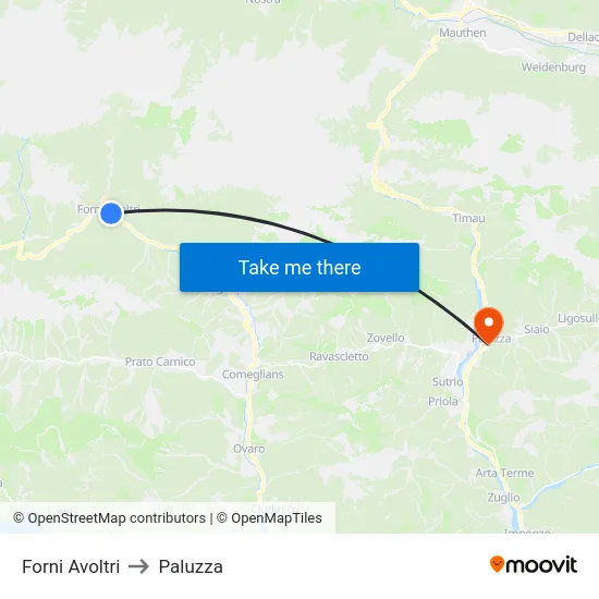Forni Avoltri to Paluzza map