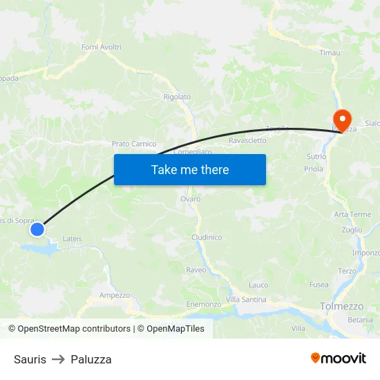 Sauris to Paluzza map