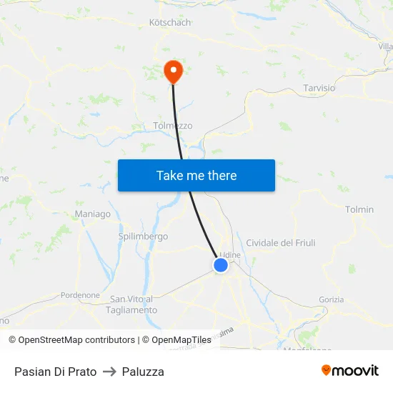 Pasian Di Prato to Paluzza map