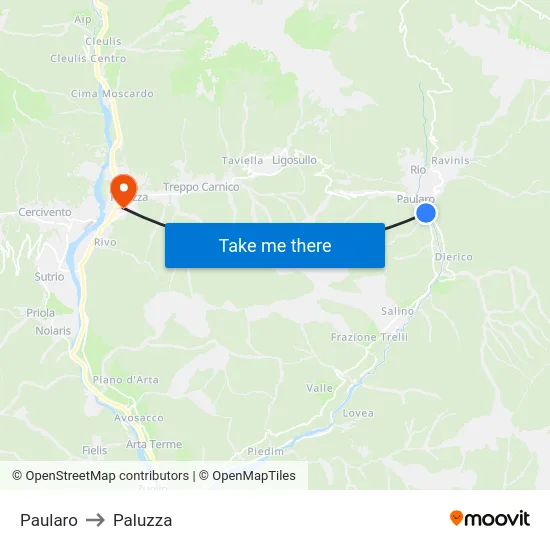 Paularo to Paluzza map