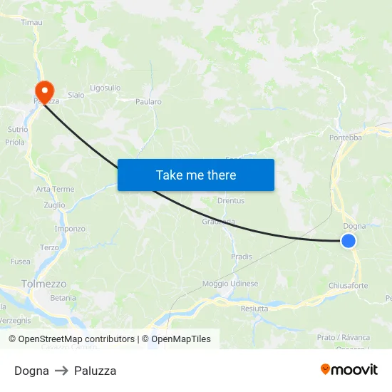 Dogna to Paluzza map
