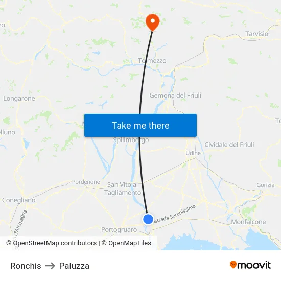Ronchis to Paluzza map