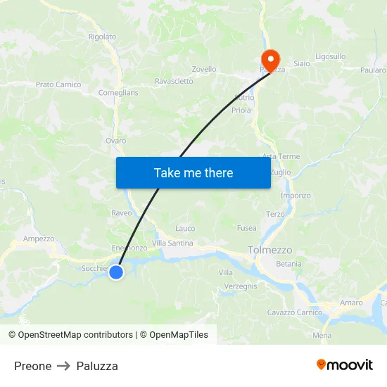 Preone to Paluzza map