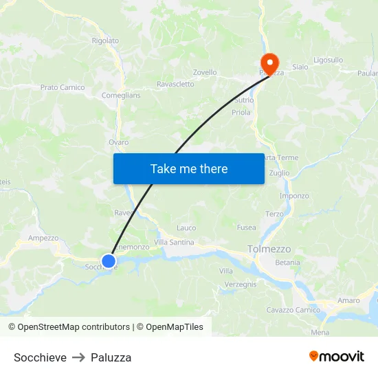 Socchieve to Paluzza map